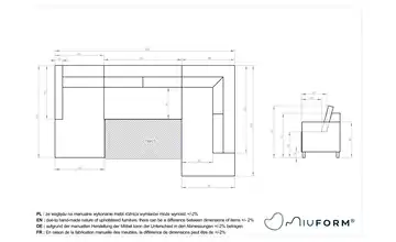 Miuform Wohnlandschaft mit Schlaffunktion Charming Charlie rechts Grau