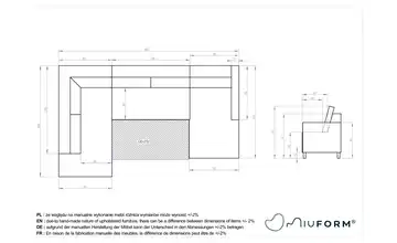 Miuform Wohnlandschaft mit Schlaffunktion Charming Charlie links Hellgrau