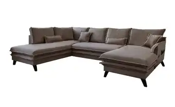 Miuform Wohnlandschaft mit Schlaffunktion Charming Charlie links Braun