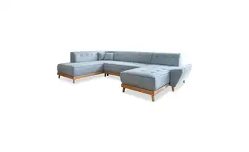 Miuform Wohnlandschaft mit Schlaffunktion Dazzling Daisy Hellblau links