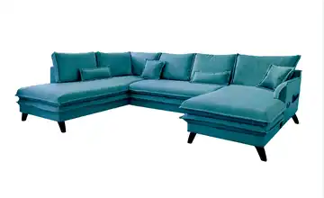 Miuform Wohnlandschaft mit Schlaffunktion Charming Charlie links Türkis
