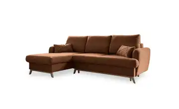 Miuform Ecksofa mit Schlaffunktion Scandic Lagom Ziegelrot links