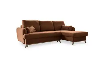 Miuform Ecksofa mit Schlaffunktion Scandic Lagom Ziegelrot rechts