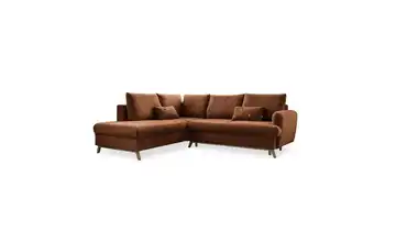 Miuform Ecksofa mit Schlaffuntkion Scandic Lagom Ziegelrot links