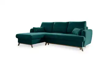 Miuform Ecksofa mit Schlaffunktion Scandic Lagom Türkis links