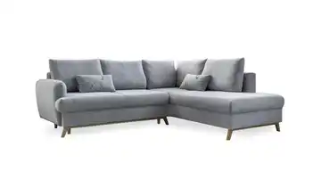 Miuform Ecksofa mit Schlaffuntkion Scandic Lagom Hellgrau rechts