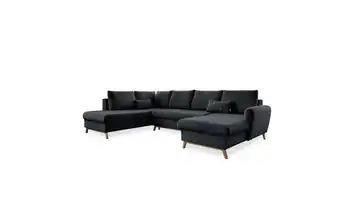 Miuform Wohnlandschaft mit Schlaffunktion Scandic Lagom links Dunkelgrau