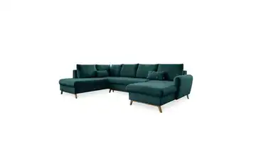 Miuform Wohnlandschaft mit Schlaffunktion Scandic Lagom links Türkis