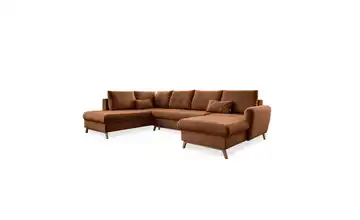 Miuform Wohnlandschaft mit Schlaffunktion Scandic Lagom  Ziegelrot links