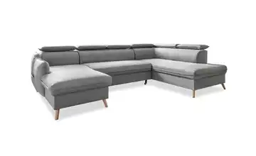 Miuform Wohnlandschaft mit Schlaffunktion Sweet Harmony Hellgrau rechts Webstoff
