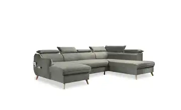 Miuform Wohnlandschaft mit Schlaffunktion Sweet Harmony Velours rechts Hellgrau