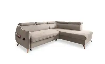 Miuform Ecksofa mit Schlaffunktion Sweet Harmony Beige rechts Velours