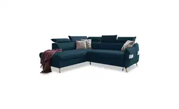 Miuform Ecksofa mit Schlaffunktion Dunkelblau links