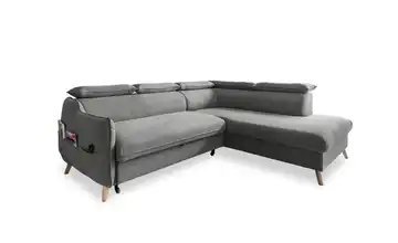 Miuform Ecksofa mit Schlaffunktion Sweet Harmony Hellgrau rechts Velours
