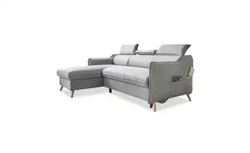 Miuform Ecksofa mit Schlaffunktion Sweet Harmony Hellgrau links Webstoff