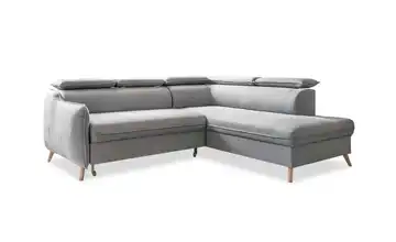 Miuform Ecksofa mit Schlaffunktion Hellgrau rechts