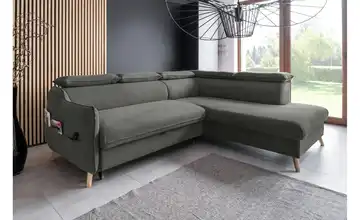 Miuform Ecksofa mit Schlaffunktion Sweet Harmony Dunkelgrau rechts Velours