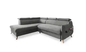Miuform Ecksofa mit Schlaffunktion Sweet Harmony Hellgrau links Velours