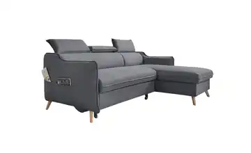 Miuform Ecksofa mit Schlaffunktion Sweet Harmony Dunkelgrau rechts Webstoff