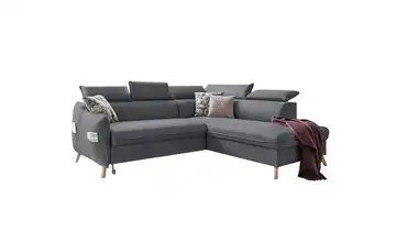 Miuform Ecksofa mit Schlaffunktion Sweet Harmony Webstoff rechts Dunkelgrau