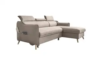 Miuform Ecksofa mit Schlaffunktion Sweet Harmony Beige Webstoff rechts