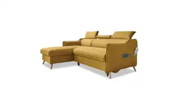 Miuform Ecksofa mit Schlaffunktion Sweet Harmony Senfgelb Webstoff links