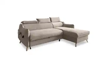 Miuform Ecksofa mit Schlaffunktion Sweet Harmony Beige Velours rechts