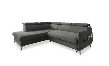 Miuform Ecksofa mit Schlaffunktion Sweet Harmony Dunkelgrau links Velours