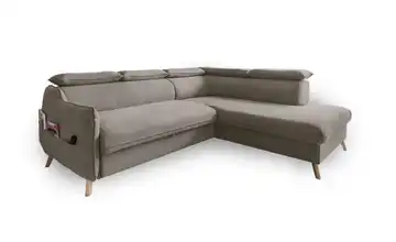 Miuform Ecksofa mit Schlaffunktion Sweet Harmony Velours rechts Dunkelbeige
