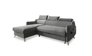 Miuform Ecksofa mit Schlaffunktion Sweet Harmony Hellgrau Velours links