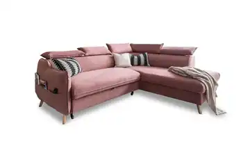 Miuform Ecksofa mit Schlaffunktion Sweet Harmony Velours rechts Rosa