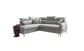Miuform Ecksofa mit Schlaffunktion Sweet Harmony Webstoff links Hellgrau
