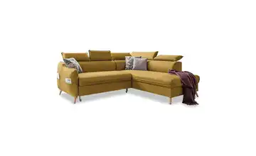 Miuform Ecksofa mit Schlaffunktion Senfgelb rechts