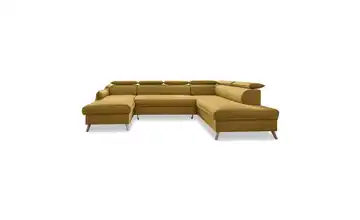 Miuform Wohnlandschaft mit Schlaffunktion Sweet Harmony Webstoff rechts Senfgelb