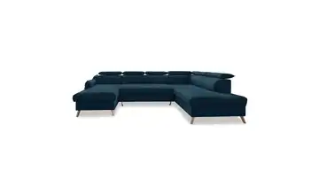 Miuform Wohnlandschaft mit Schlaffunktion Sweet Harmony Webstoff rechts Dunkelblau