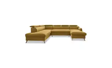 Miuform Wohnlandschaft mit Schlaffunktion Sweet Harmony Webstoff links Senfgelb