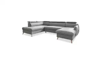 Miuform Wohnlandschaft mit Schlaffunktion Sweet Harmony Webstoff links Hellgrau