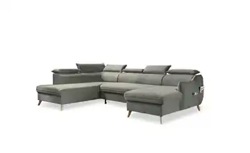 Miuform Wohnlandschaft mit Schlaffunktion Sweet Harmony Velours links Hellgrau