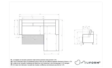 Miuform Ecksofa mit Schlaffunktion Pastellblau links