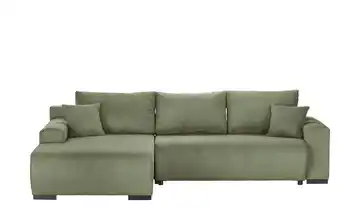 smart Ecksofa mit Schlaffunktion Nelly Olivgrün links Cordstoff