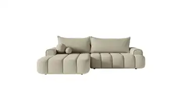 Selsey Ecksofa  mit Schlaffunktion Dandelino Hellbeige links Boucléstoff