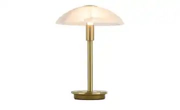 Paul Neuhaus Tischleuchte messing matt mit Glasschirm