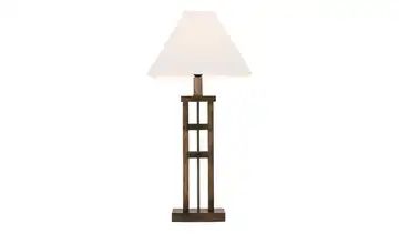 HOME STORY Tischlampe Holz mit weißem Stoffschirm