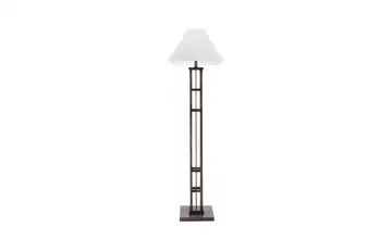 HOME STORY Stehlampe mit Holzfuß und weißem Stoffschirm