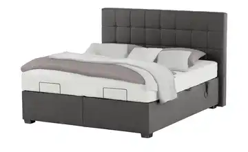 vanDoorn Motor-Boxspringbett mit Bettkasten Ohio Mikrofaser in Leder-Optik H2 & H3 180 cm Schwarz Anthrazit
