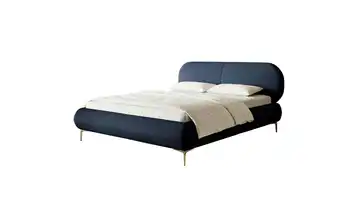 Selsey Polsterbett mit Bettkasten Goldfarben Marineblau Webstoff 160x200 cm