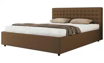  Polsterbett 140x200 Braun mit Bettkasten 