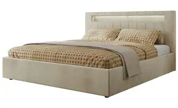  Polsterbett 180x200 Beige mit Bettkasten 