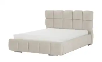 Polsterbett mit Bettkasten Webstoff fein Beige 140 cm H1