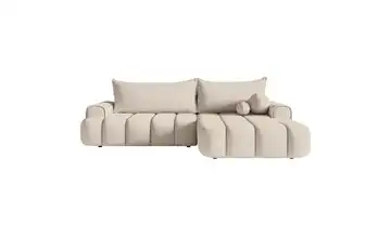 Selsey Ecksofa  mit Schlaffunktion Dandelino Greige rechts Samt